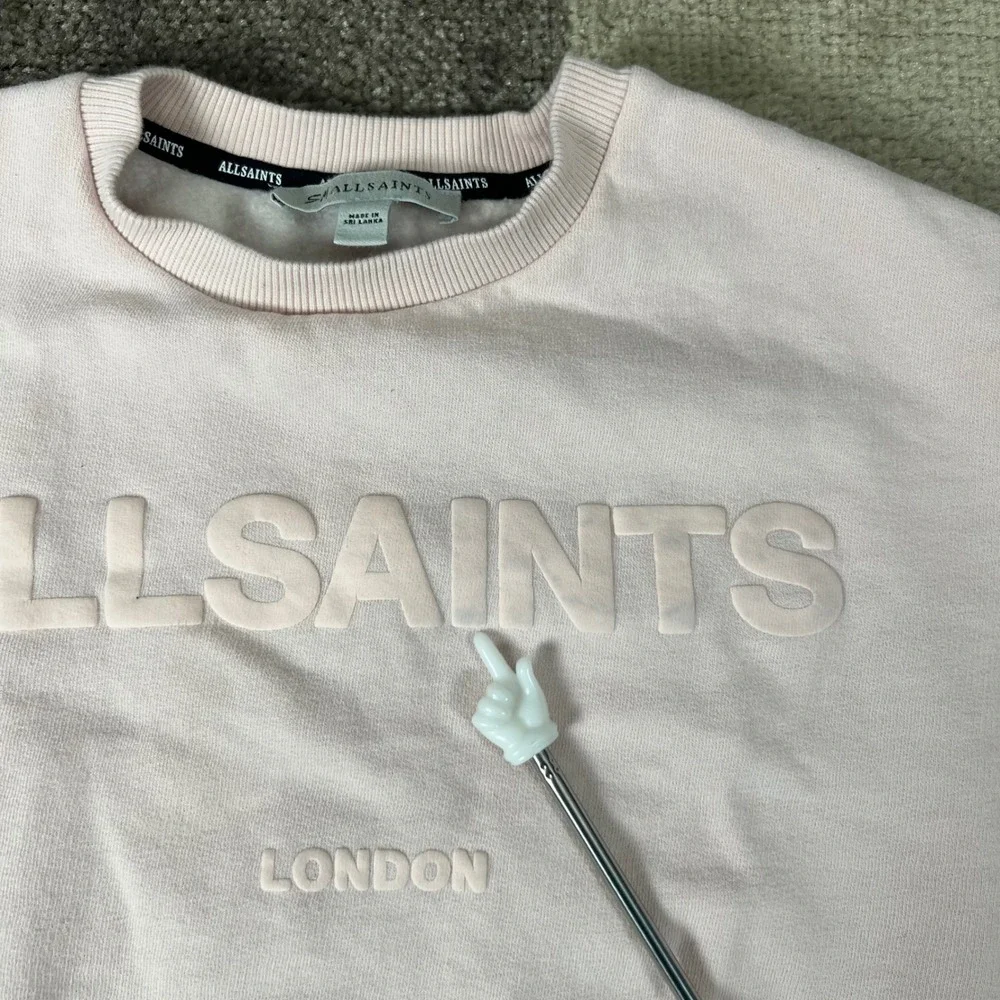 AllSaints London Girls Smallsaints Pink Ruched Sleeve Sweatshirt 7-8Y - Picture 5 of 10
